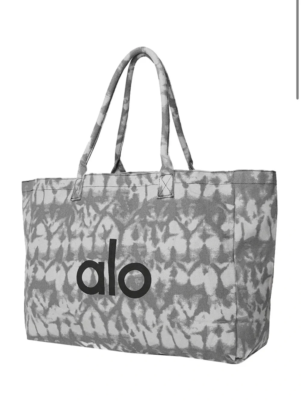 ALO Yoga Grey Tie-Dye Tote Bag with Bold Logo